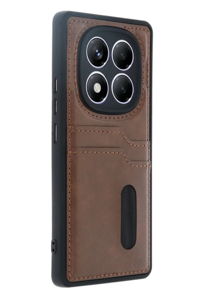 Xiaomi Redmi Note 14 Pro 5G Kılıf Sara Kartvizitli Deri Kılıf - Taba ürün görseli