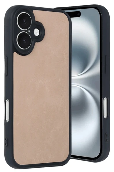 iPhone 16 Kılıf Aras Deri Kapak - Pudra ürün görseli