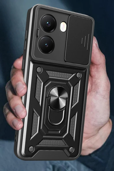 Xiaomi Poco X7 Pro Kılıf Pars Lens Yüzüklü Silikon - Kırmızı - Resim 3