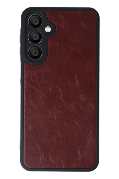 Samsung Galaxy M15 Kılıf Aras Deri Kapak - Bordo - Resim 4