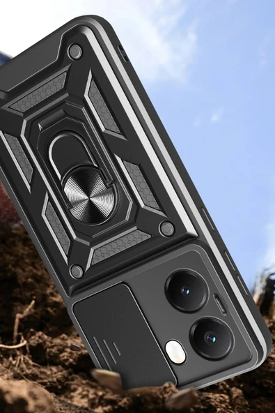 Xiaomi Poco X7 Pro Kılıf Pars Lens Yüzüklü Silikon - Lacivert - Resim 5