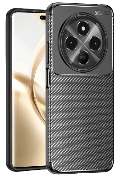 Tecno Spark 30C Kılıf Auto Focus Karbon Kapak - Siyah ürün görseli