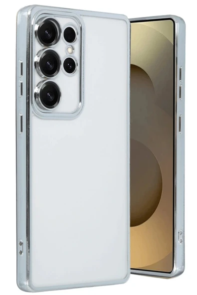 Samsung Galaxy S25 Ultra Kılıf Lensli Silikon - Gümüş ürün görseli