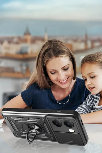 Xiaomi Poco X7 Pro Kılıf Pars Lens Yüzüklü Silikon - Lacivert - Resim 3