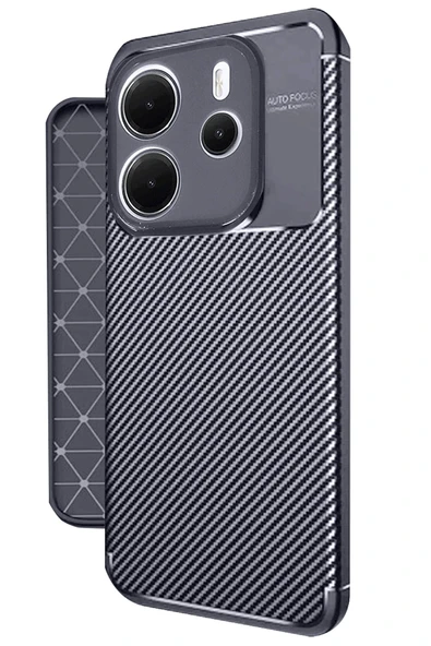 Xiaomi Redmi Note 14 4G Kılıf Auto Focus Karbon Kapak - Lacivert - Resim 3