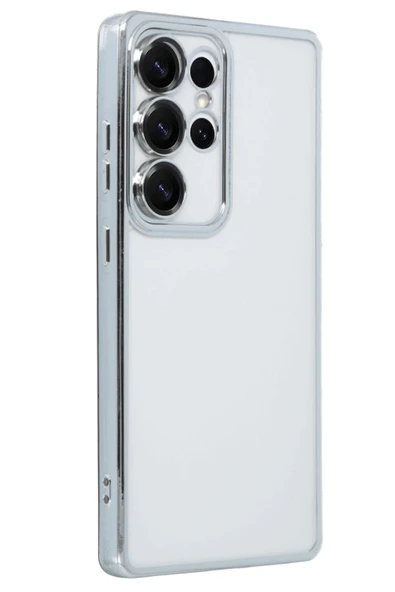 Samsung Galaxy S25 Ultra Kılıf Lensli Silikon - Gümüş - Resim 2