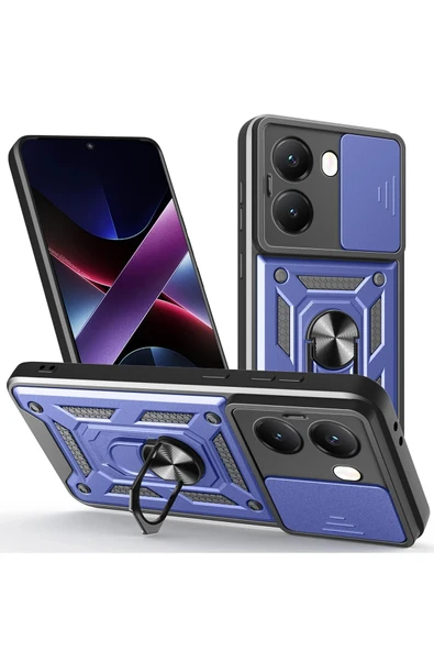 Xiaomi Poco X7 Pro Kılıf Pars Lens Yüzüklü Silikon - Lacivert ürün görseli