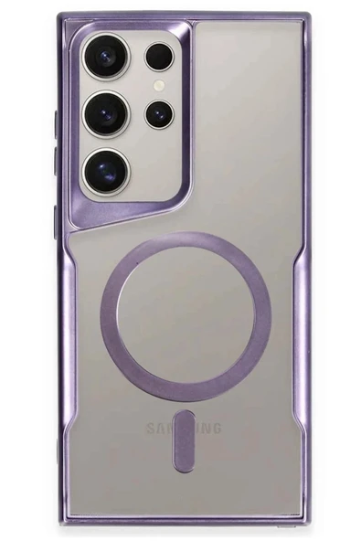 Samsung Galaxy S23 Ultra Kılıf Boyi Magsafe Silikon Kapak - Derin Mor ürün görseli