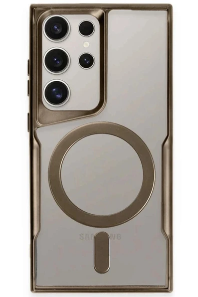 Samsung Galaxy S23 Ultra Kılıf Boyi Magsafe Silikon Kapak - Kahverengi ürün görseli