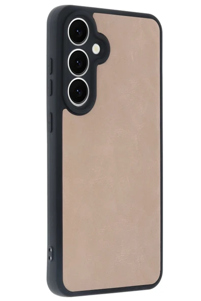 Samsung Galaxy S24 FE Kılıf Aras Deri Kapak - Pudra - Resim 3