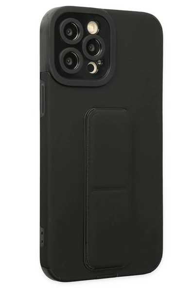 iPhone 12 Pro Kılıf Mega Standlı Silikon - Siyah - Resim 3