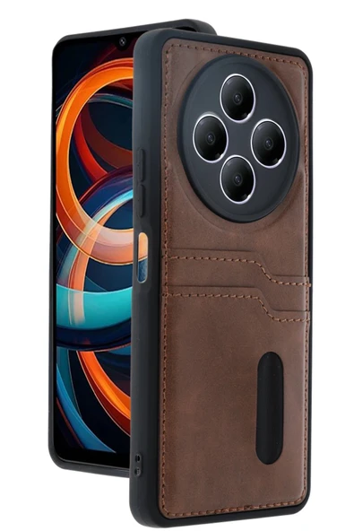 Xiaomi Redmi 14C Kılıf Sara Kartvizitli Deri Kılıf - Taba ürün görseli