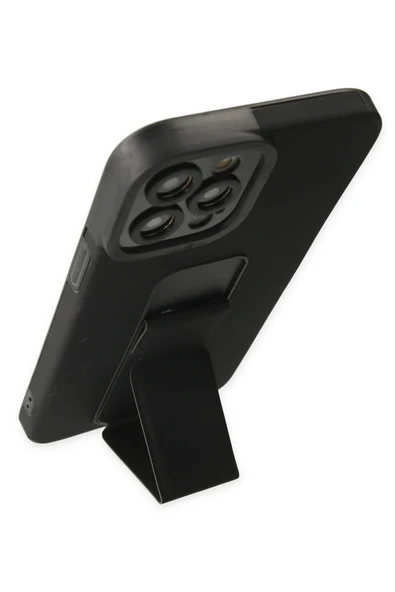 iPhone 12 Pro Kılıf Mega Standlı Silikon - Siyah - Resim 2