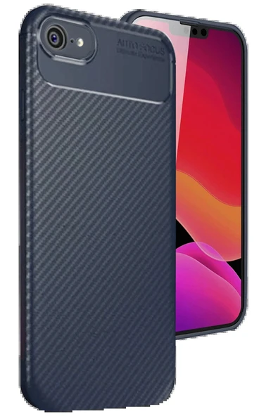 iPhone 16E Kılıf Auto Focus Karbon Kapak - Lacivert ürün görseli