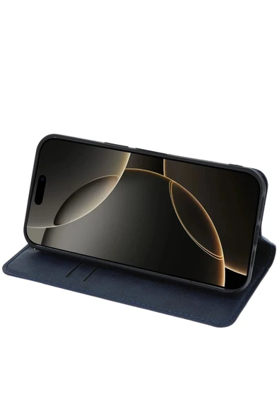 iPhone 15 Pro Max Kılıf Trend S Plus Kapaklı Kılıf - Lacivert - Resim 3