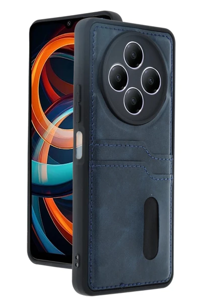 Xiaomi Redmi 14C Kılıf Sara Kartvizitli Deri Kılıf - Lacivert ürün görseli