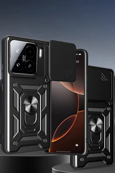 Xiaomi Mi 15 Pro Kılıf Pars Lens Yüzüklü Silikon - Siyah - Resim 2