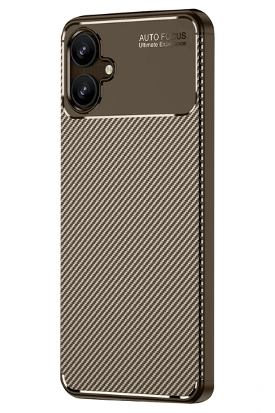 Samsung Galaxy A06 Kılıf Auto Focus Karbon Kapak - Kahverengi - Resim 3