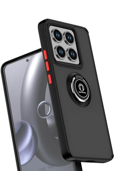 Xiaomi Mi 14T Pro Kılıf Montreal Yüzüklü Silikon Kapak - Siyah - Resim 2