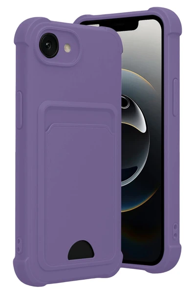 Apple iPhone 16E Kelvin Kartvizitli Silikon - Lila - Resim 2