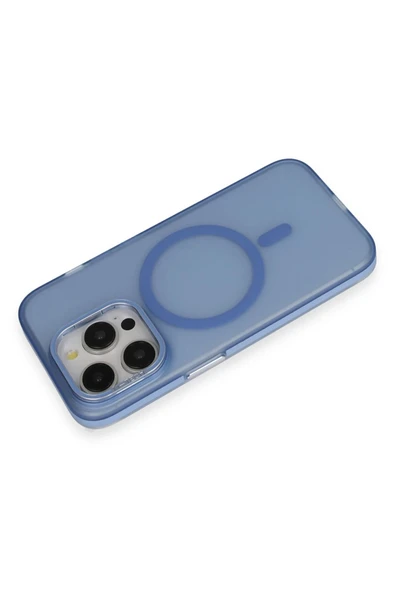 iPhone 14 Pro Frost Standlı Magsafe Kapak - Sierra Blue - Resim 3
