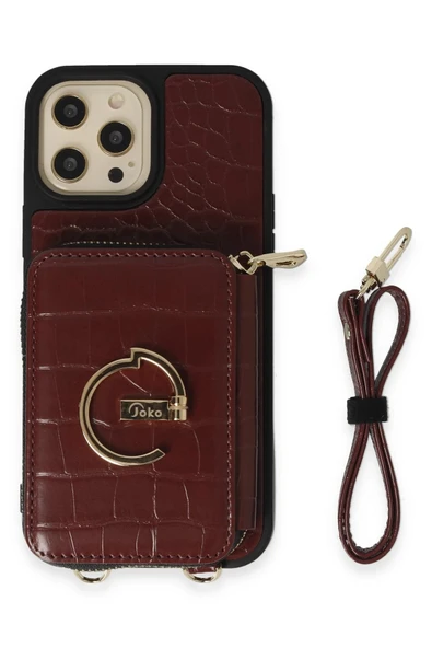 iPhone 13 Pro Kılıf Ermes Kapak - Bordo - Resim 2