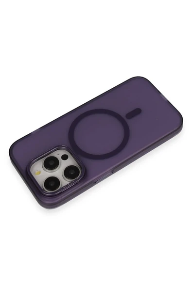 iPhone 14 Pro Max Frost Standlı Magsafe Kapak - Derin Mor - Resim 3