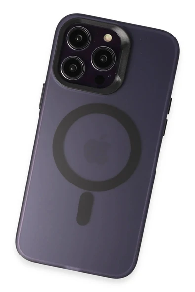 iPhone 15 Pro Kılıf Mateks Magsafe Kapak - Derin Mor - Resim 3