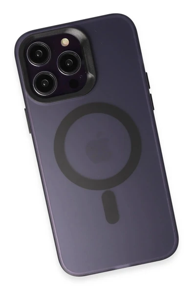 iPhone 15 Pro Kılıf Mateks Magsafe Kapak - Derin Mor - Resim 4