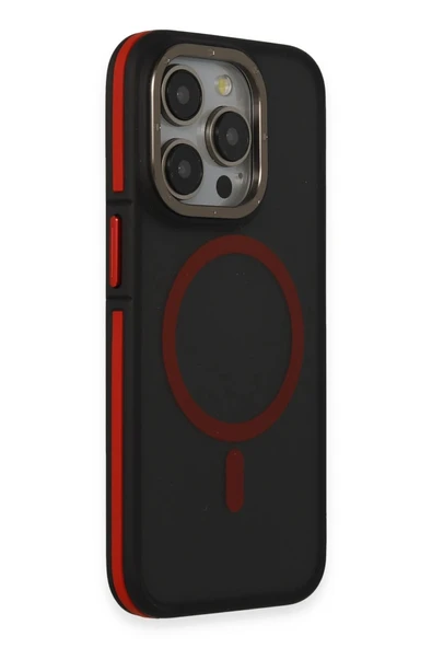 iPhone 14 Pro Kılıf Rocky Magsafe Kapak - Siyah-Kırmızı - Resim 2