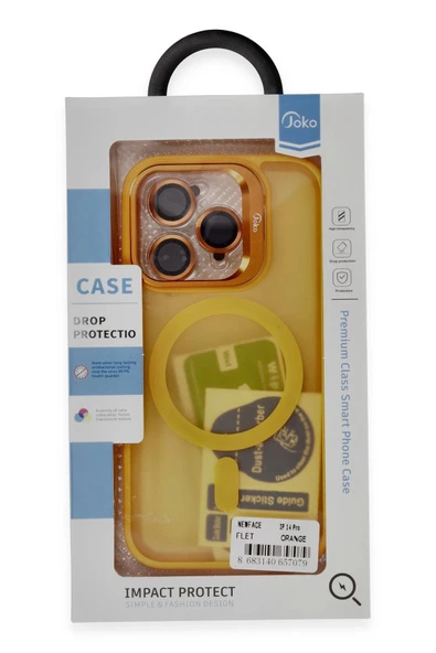 iPhone 14 Pro Max Kılıf Flet Lens Magsafe Kapak - Turuncu - Resim 2