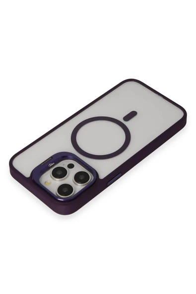 iPhone 14 Pro Kılıf Roblox Lens Magsafe Standlı Kapak - Derin Mor - Resim 3