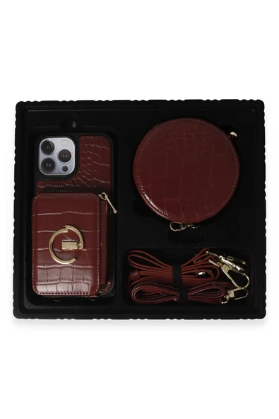 iPhone 13 Pro Kılıf Ermes Kapak - Bordo - Resim 4