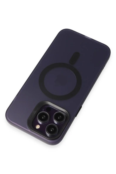 iPhone 15 Pro Kılıf Mateks Magsafe Kapak - Derin Mor - Resim 5