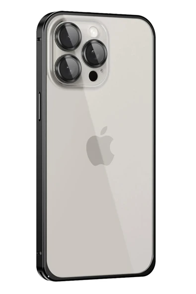 iPhone 15 Pro Max Metal Bumper Mat Kapak - Siyah ürün görseli