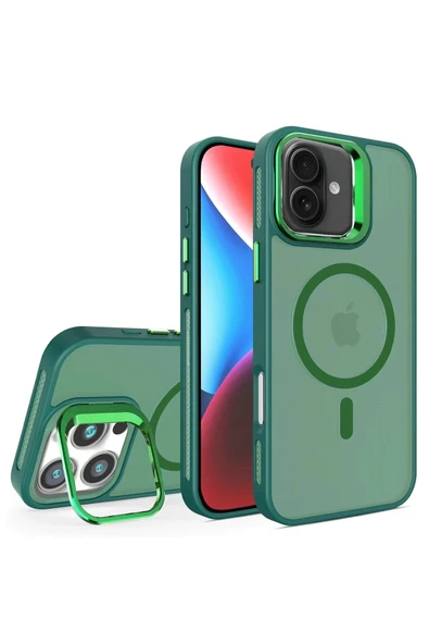 iPhone 16 Flet Lens Magsafe Kapak - Koyu Yeşil ürün görseli