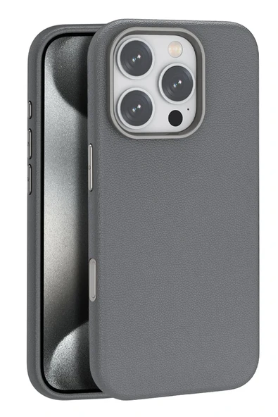 iPhone 16 Pro Wonder Deri Magsafe Kapak - Titan Gri ürün görseli