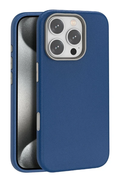iPhone 16 Pro Max Wonder Deri Magsafe Kapak - Lacivert ürün görseli