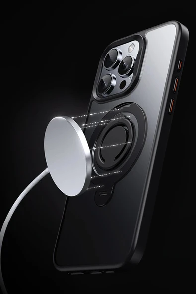 iPhone 16 Plus Avatar 360 Dönen Magsafe Kapak - Siyah - Resim 3