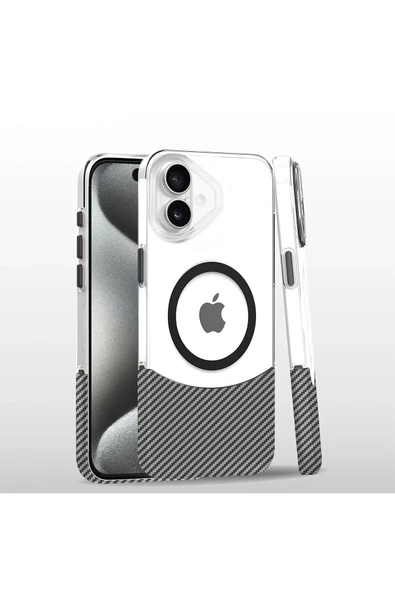 iPhone 16 Carbon Puzzle Magsafe Kapak - Beyaz ürün görseli