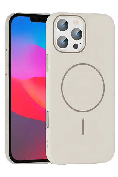 iPhone 16 Pro Broş Magsafe Kapak - Krem ürün görseli