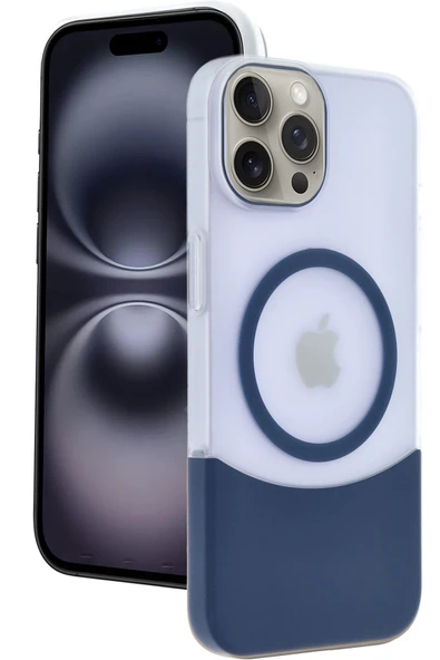 Apple iPhone 15 Pro Max Velar Magsafe Kapak - Lacivert - Resim 3