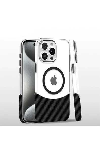 iPhone 16 Pro Max Carbon Puzzle Magsafe Kapak - Siyah ürün görseli