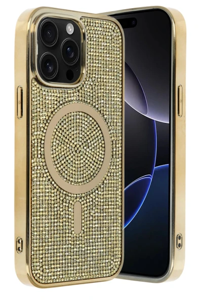 Apple iPhone 15 Pro Helen Magsafe Kapak - Gold - Resim 3