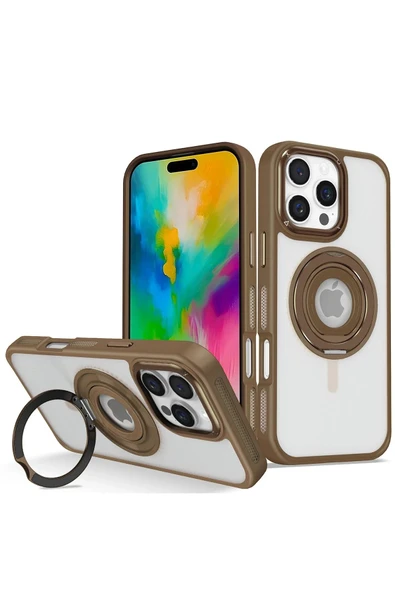 iPhone 16 Pro Max Banza Magsafe Standlı Kapak - Kahverengi ürün görseli