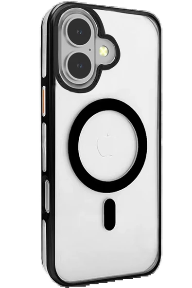 iPhone 16 Gleam PC Sert Magsafe Kılıf - Şeffaf-Siyah ürün görseli