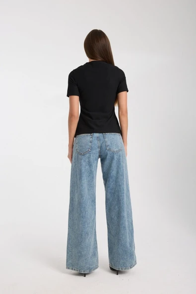 Metal Aksesuarlı Kısa Kollu Fit Bluz DNV-000104 - 8