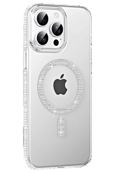 Apple iPhone 15 Pro Max Move Taşlı Magsafe Kapak - Natural Grey ürün görseli