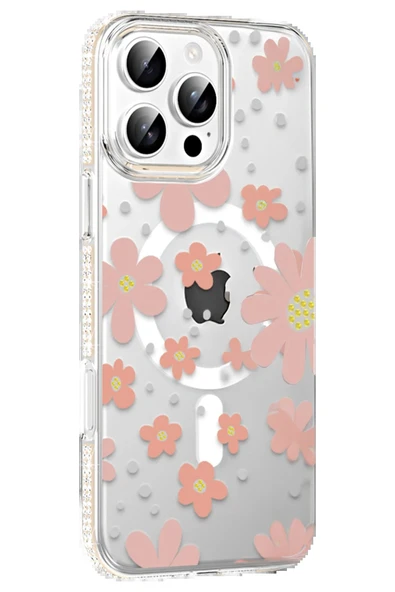 Apple iPhone 16 Pro Floral Magsafe Kapak - Pembe ürün görseli