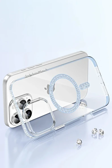 Apple iPhone 15 Pro Max Move Taşlı Magsafe Kapak - Natural Grey - Resim 3